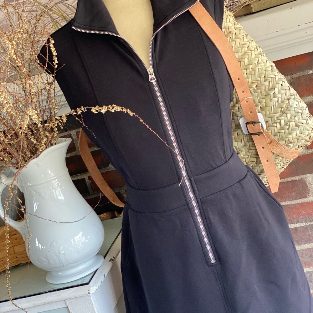 Varley Black Zip-Front Mini Dress - Picture 3 of 7